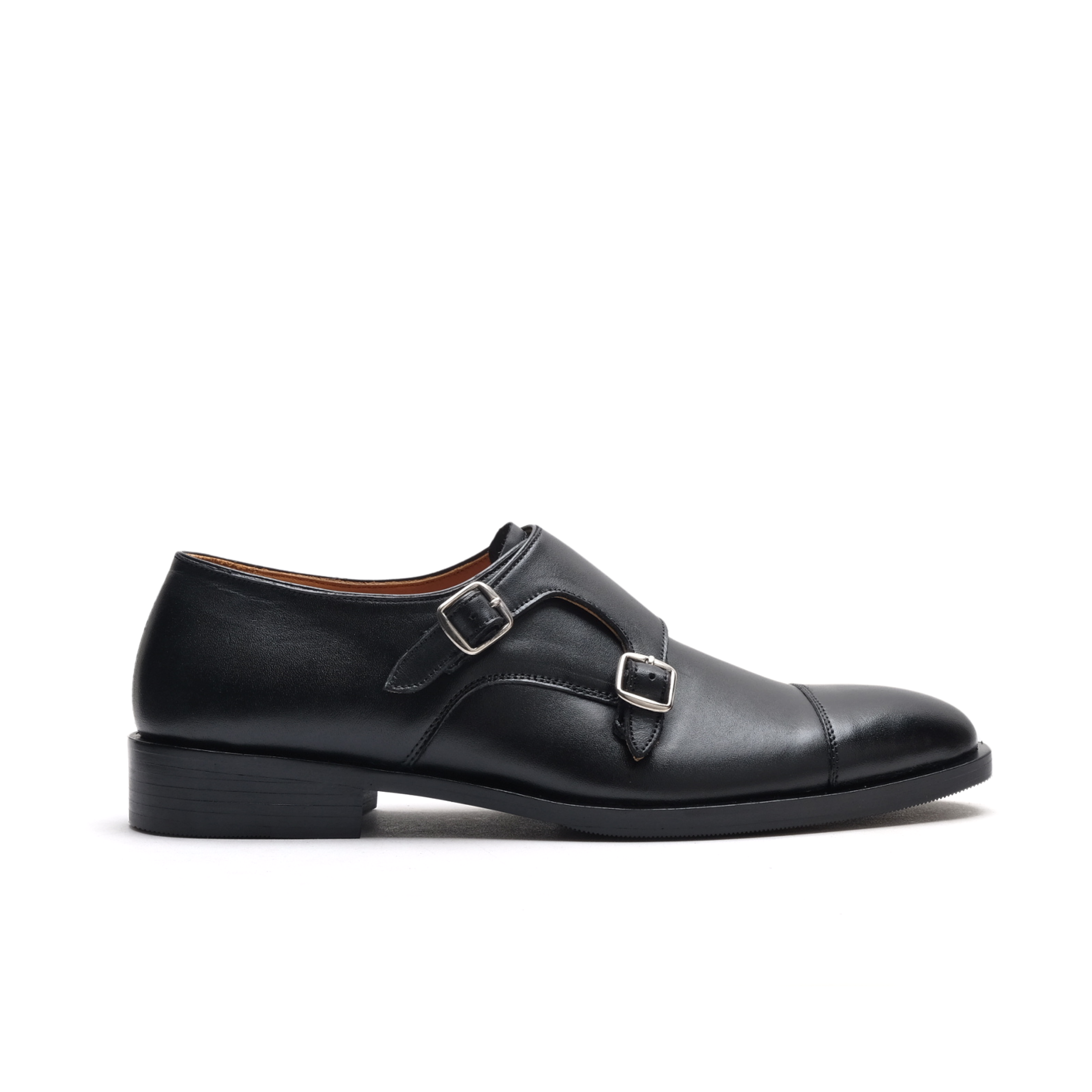 Argo Black | Cap Toe Double Monk Strap